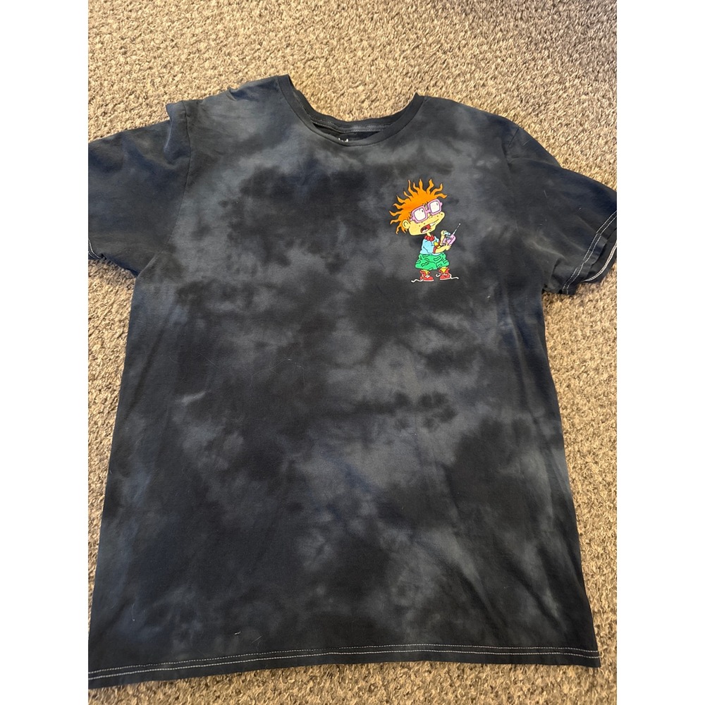 Nickelodeon Rugrats Tie Dye T-Shirt Mens Large Tommy Chuckie Graphic Tee Black